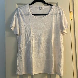 J. Crew Collectors Ivory T-Shirt w/ White Merci Graphic Print Logo
